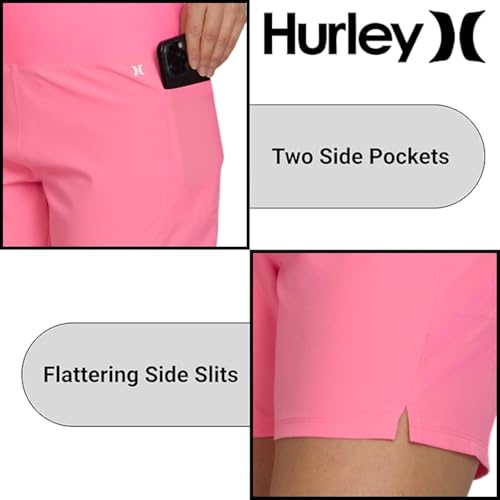 Image of Hurley 5 inch /7 inch High Waisted Swim Shorts Women, Board Shorts with Pockets & Inner Liner, Quick Dry Swim Trunk, UPF 50+