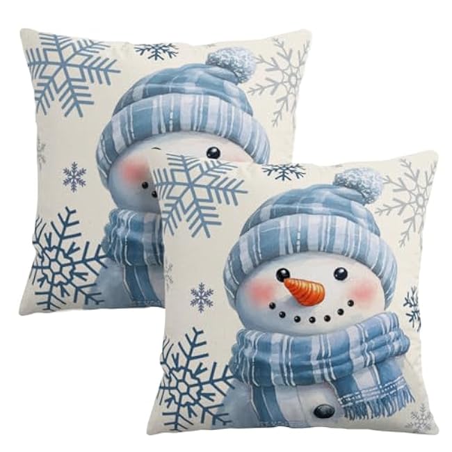 Winter Throw Pillow Covers 18X18 Snowy Natural Forest Decorative Pillow Case Set of 2 Green Pine Tree with Cardinal Birds Cushion Case for Couch Living Room Patio