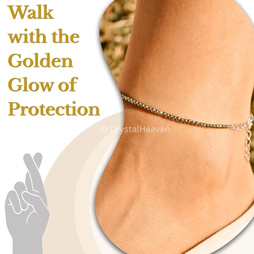 Image of Certified Pyrite Anklet for Women - Money Magnet Raw Pyrite Anklet Jewelry, Handcrafted Healing Crystal Anklet with Natural Stone Energy - Adjustable Size, Gift for Women Meditation and Balance