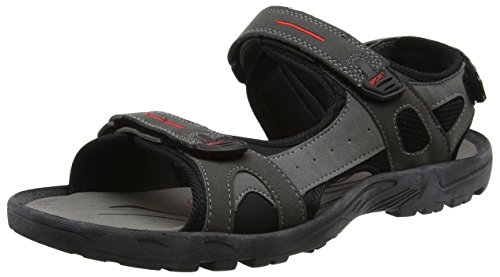 PDQ - Sandales de Sport à Scratch - Homme (42 EUR) (Noir/Gris)