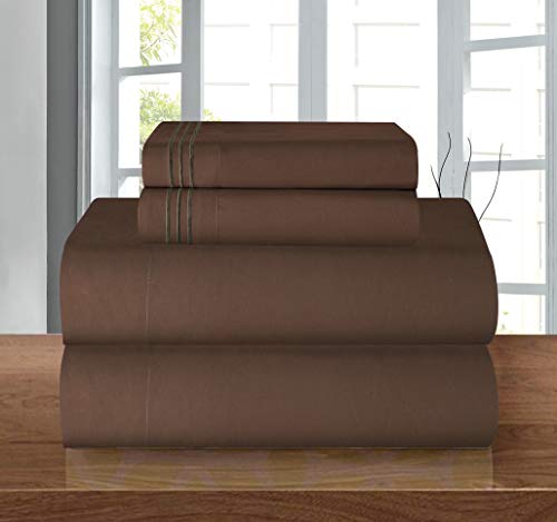 Elegant Comfort Luxurious Soft 1500 Premier Hotel Quality 4-Piece Bed Sheet Set Wrinkle and Fade Resistant Bedding Set, Deep Pocket up to 16inch, California King, Chocolate Brown