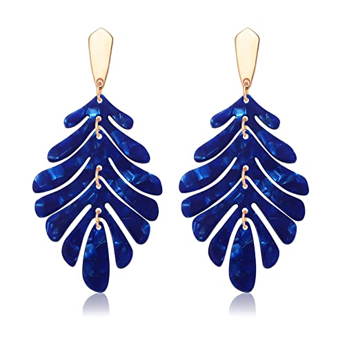 Acrylic Earring for Women - Statement Leaf Drop Dangle Earrings Resin Tortoise Leopard Earrings Bohemian Fashion Jewelry for Mom Friends Gifts