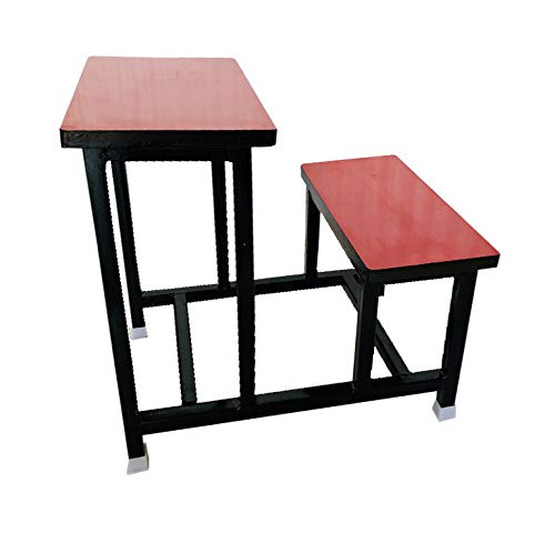Image of GOYALSON Kids Single Student Bench Cum Duel Desk Strong and Sturdy Metal Standard Structure with Wooden TOP of RED Color (Age 3 YRS. to 12 YRS.)