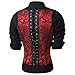 HUAMYTH Mens Corset Vest Wasit Trainer Red Print Medieval Waistcoat Lace Up Bones Formal Tops Wedding Stage (US, Alpha, Medium, Regular, Regular, Red Print)