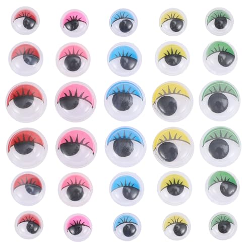BESPORTBLE Ojos Adhesivos Móviles con Pestañas Autoadhesivos para Manualidades DIY de Ojos de Plástico Coloridos para Muñecos y Decoración Creativa