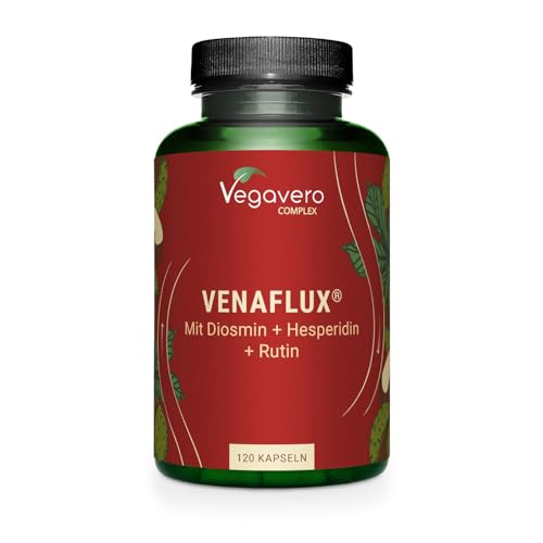 Rutin Komplex Vegavero | Mit Diosmin, Hesperidin, Rosskastanienextrakt & Mäusedorn | 100% Natürlich & Vegan | Venen Kapseln | 20% Aescin | Ohne Zusatzstoffe | 120 Stück