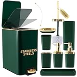 Photo Gallery xlhomo set di accessori da bagno da 8 pezzi, verde e oro, set da bagno con cestino in acciaio inox, scopino, spazzolino da denti, dispenser di sapone Photo Gallery xlhomo set di accessori da bagno da 8 pezzi, verde e oro, set da bagno con cestino in acciaio inox, scopino, spazzolino da denti, dispenser di sapone