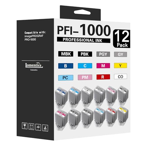 Image of Pro 1000 Ink cartridges PFI-1000 12 Color Pack Ink Tank 80ml Replacement for Canon PFI-1000 Ink Cartridges Compatible for imagePROGRAF PRO 1000 Printer (12Pack,MBK /PBK /C /M /Y /R /GY /B /PGY /PC /PM /CO) | Replacement for Canon PFI-1000 Ink Cartridges Compatible for imagePROGRAF PRO 1000 (12PK,MBK /PBK /C /M /Y /R /GY /B /PGY /PC /PM /CO)