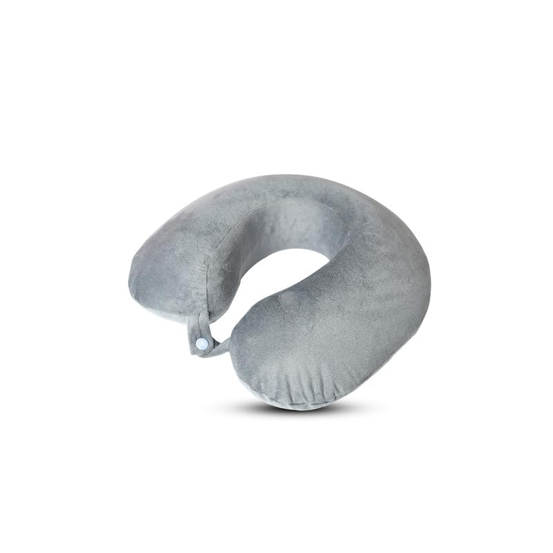 HAPPINZO Travel Neck Pillow 04GV- Soft & Supportive Memory Foam | Grey Colour | L-12.5_W.11.75_H.3.5-picture-11