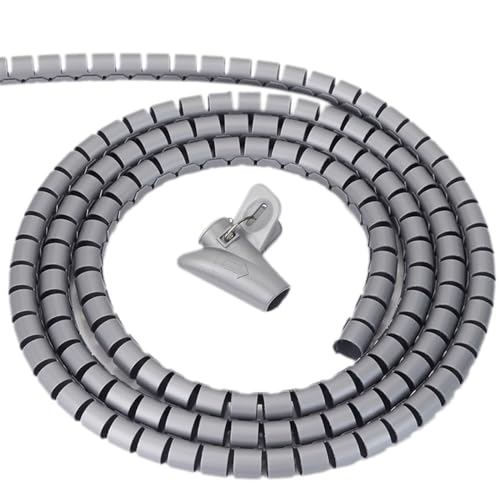 spiral protector 5 Meters Wire Storage Tube Clips Cable Sleeve Organizer Pipe Wrap Cord Protector Flexible Spiral Management Device wraps cable(Grey,22MMx5 Meters)