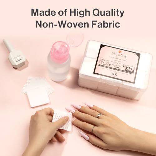 Image of MelodySusie 1050PCS Lint Free Nail Wipes Kit, White Gel Nail Polish Remover Set with 1PCS Acetone Pump Dispenser Bottle 220ml for Professional Soak Off Gel Polish Remover