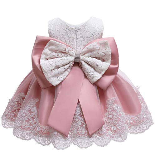 Image of Christening Lace Flower Baby Girl Dress Princess Formal Prom Tutu Ball Gown, Bean Powder, 4T