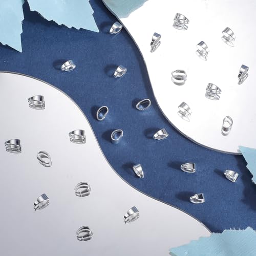 Beebeecraft 1 Box 100Pcs Snap on Bails 925 Sterling Silver Plated Brass Pinch Bail Pendant Clip Clasp Bail Dangle Ice Pick Pinch Bails Connector for Jewelry Making Necklace Charm Supplies DIY Crafts - Image 4