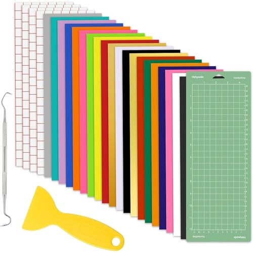 Vinyl Bundle for Cricut Joy Starter Kit HTV Adhesive Heat Transfer Iron on Vinyl Weeding Tool Cricut Joy Beginner Accessories Sheets for Party Christmas Craft Decoration T-Shirt 25PCS
