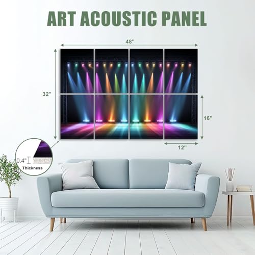 8 Pack Paneles Acústicos Artísticos Absorbentes de Sonido Multicolor 48"x32" miniatura 2