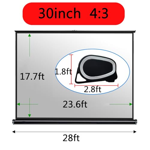 Pantalla de proyección portátil 30 pulgadas, ratio 4:3, para uso interior y exterior con bolsa de transporte miniatura 7
