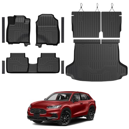 GALVAGNITE Floor Mats for Honda HR-V 2023-2026 All Weather Floor Mats Trunk Cargo Liner with Backrest Protectors and Door Sill Guards Accessories Full Coverage Set