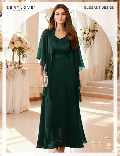 Image of BeryLove Summer Formal Wedding Guest Prom Dresses Sequin Cocktail Evening Lace Elegant Mother of The Bride Dress