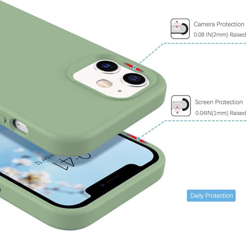 Image of DIZORO Silicone Back Case for iPhone 12 /12 Pro, Soft-Touch Phone Microfiber Silicone Back Cover for iPhone 12 /12 Pro -Matcha