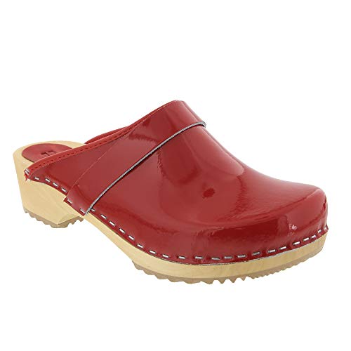 Image of Bjork Maja Wood Open Back Leather Clogs