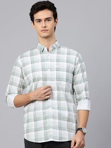 Image of Majestic Man Comfort Slim Fit Pure Cotton Checked Casual Shirt