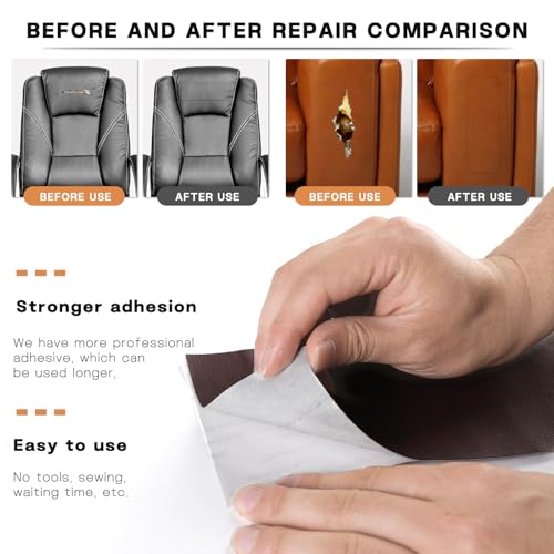 Leather Repair Patch, 3 x 60In Self Adhesive Leather Repair Tape Kit for Furniture, Couch, Sofa, Office, Car Seats, Car Interior,Vinyl Repair Kit (Black-Fine Grain) - Image 4