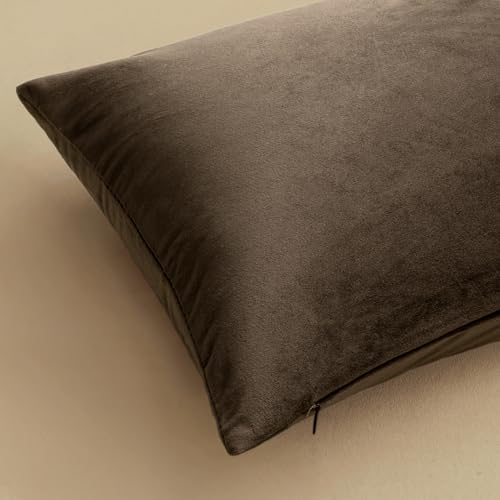 Image of MIULEE Pack of 2 Decorative Velvet Pillow Covers Soft Square Throw Pillow Covers Soild Cushion Covers Pillow Cases for Sofa Bedroom Car 20 x 20 Inch 50 x 50 cm Dark Coffee