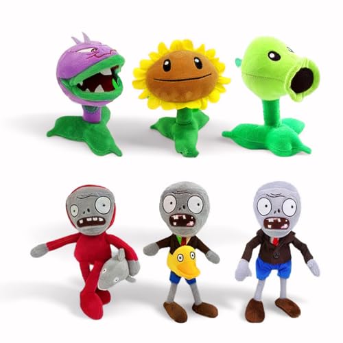 Dyharnsty 6pcs Plants and Zombies Plush vs Toys Sets PVZ Plush Stuffed Toys Soft Figure Doll Great Birthday Gifts for kids