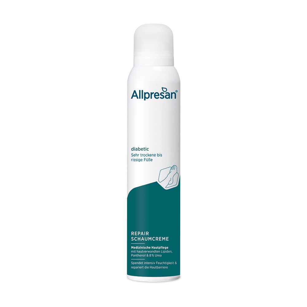 Allpresan diabetic REPAIR Schaum-Creme Fußpflege mit Urea - bei Diabetes mellitus - für sehr trockene bis rissige Füße - 200 ml