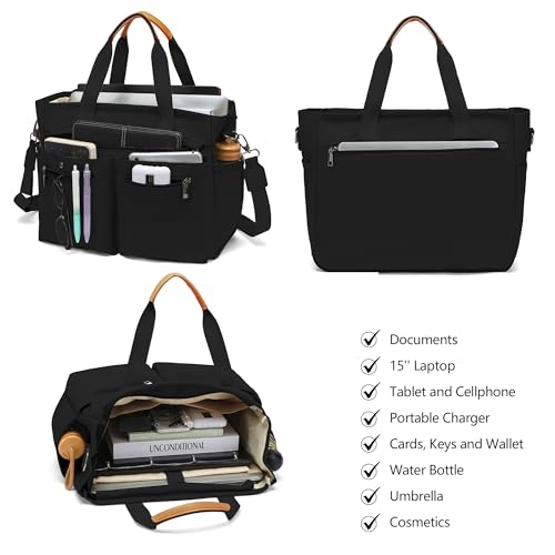 Women's Large Canvas Tote Bag Set (2PCs) - Ideal for Laptop, Hobo, Crossbody, Handbag, Travel, Gym & Work3