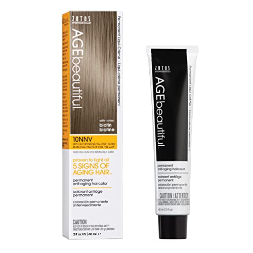 Image of AGE beautiful Permanent Hair Color Cream, 100% Gray Coverage Hair Dye with Biotin Anti-Aging Formula for Fuller, Thicker Hair, Professional Salon Quality
