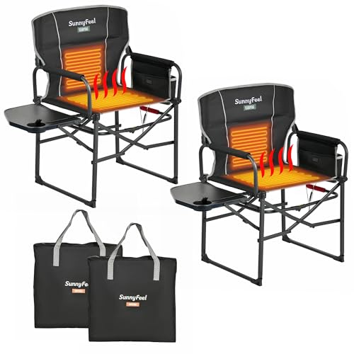 SunnyFeel Heated Camping Directors Chair – Heavy Duty