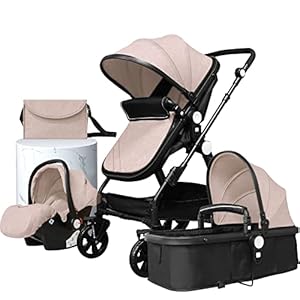 Kinderwagen 3 in 1, Combi Wandelwagen/Kinderwagen/0 tot 36 Maanden Baby/Tas/Mesh (kaki)