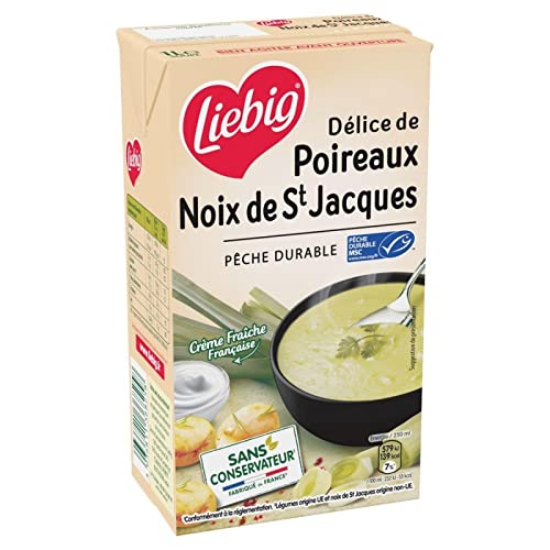Liebig MSC – Sopa de puerros con nueces de Jacob – Sopa de 1 litro – Agua salada – 3 unidades