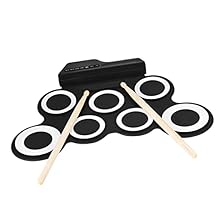 With 7 silicon drum pads including Tom(3)/Snare/Hi-Hat/Crash/Ride, making excellent sounds and simulating real beating effect. Built-in 5 drum set tones, 8 demo songs and 3 types of rhythms for easier practice. Ideal for drum set learning & practicin...