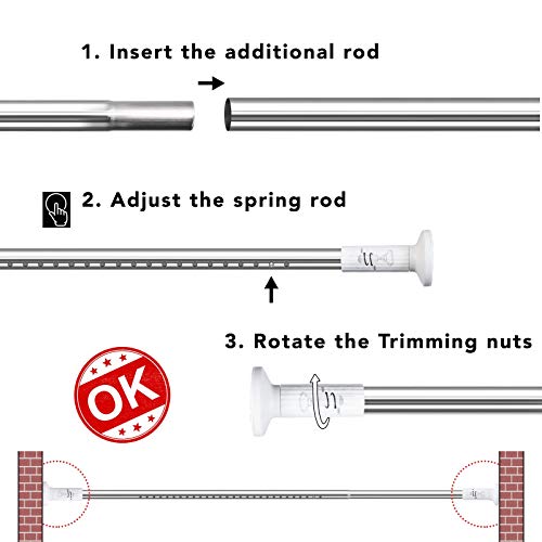 Image of Umimile Tension Curtain Rod, 51-126in Adjustable Spring Shower Curtain Rod