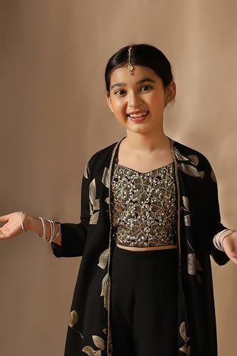 Image of Fashion Dream Girls Georgette Embroidered Palazzo Set|Kids Ethnic Wear|sharara set for girls|Indo Western Set