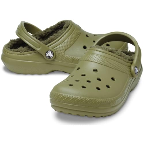 Image of Crocs Unisex Men's and Women's Classic Lined Clog | Fuzzy Slippers, Aloe, 2 Men /4 Women
