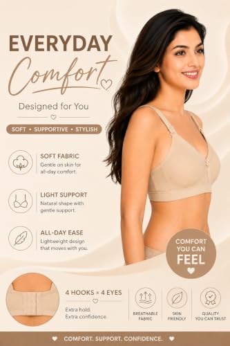 Image of SONA Super Fit Everyday Non Padded Side Support Cotton Full Coverage Bra for Women with Transparent Strap Plus Size Bra