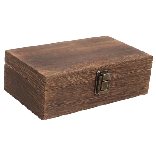 FRCOLOR Caja de foca de madera de Paulownia carbonizada organizadores cajas de almacenamiento con tapas titular de la estampilla cajas organizadoras organizador de madera esponja Café