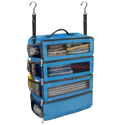 Olosar Organiseur de valise, organisateur de bagages de voyage portable à suspendre, étagères de voyage pliables à suspendre cubes d'emballage pour valise...