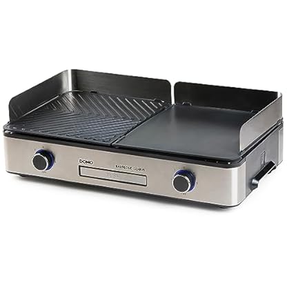 DOMO DO9259G Barbecue Genius – Tischgrill elektrisch mit 2 Temperaturzonen – 2400 W – Kontaktgrill & Panini Grill – Schwarz