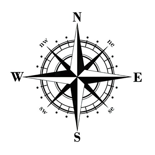 ARWY Vinyl Compass Wall Car Bike Sticker, 0.11 x 7.67 x 7.67 Inches, Black