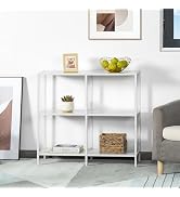 HDANI 31.5 Inch Narrow Entryway Table with 3 Tier Storage Shelves, Modern White Sofa Table