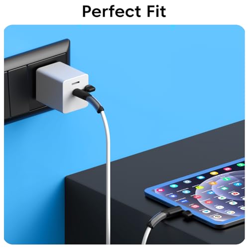 Image of Sounce Cable End Protector Compatible Only with iPhone Lightning Charger Cable Dustproof Waterproof Reinforced Protective Cover Cap for Charging Cord(Black)