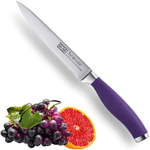 Taylors Eye Witness Syracuse Kitchen Knife 3pce Set - Paring 8cm/3.5, Chefs 15cm/6 & Cooks All Purpose 13cm/5 Cutting Edge. Ultra Fine, Razor Sharp Blade. Soft Textured Grip Aqua Blue Handle
