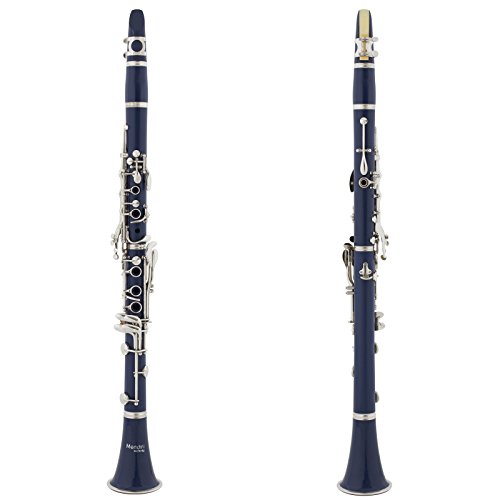 Mendini by Cecilio B Flat Beginner Clarinet with 2 Barrels, Case, Stand, Book, 10 Reeds, and Mouthpiece - Bb Student Clarinet Set, Wind & Woodwind Musical Instruments, Blue Clarinet - Thumbnail 2