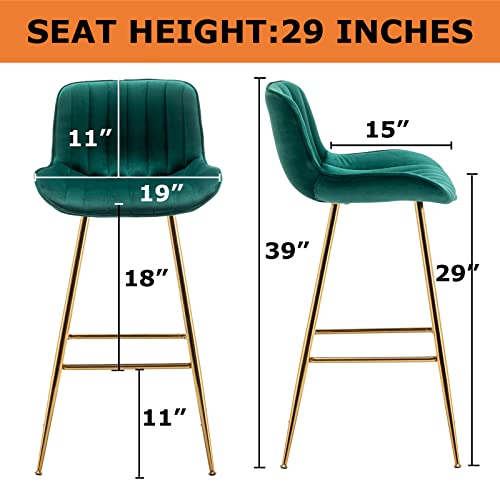 Sidanli Bar Height Stools Set Of 2, Gold Bar Chairs In Modern Design, Green Bar Stools For Kitchen Counter #TOP1