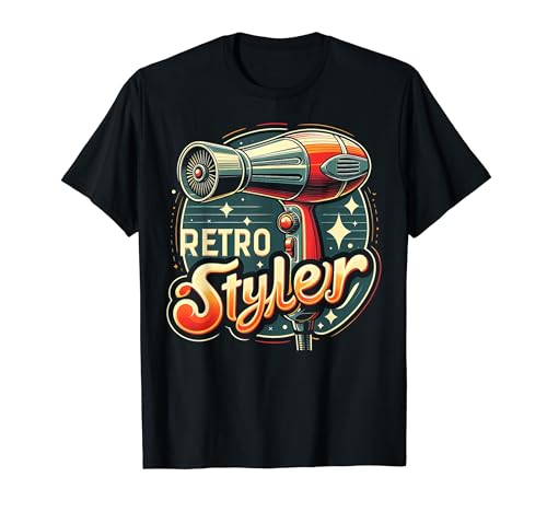 Retro Styler Hair Styling Divertente Graphic Tees Maglietta
