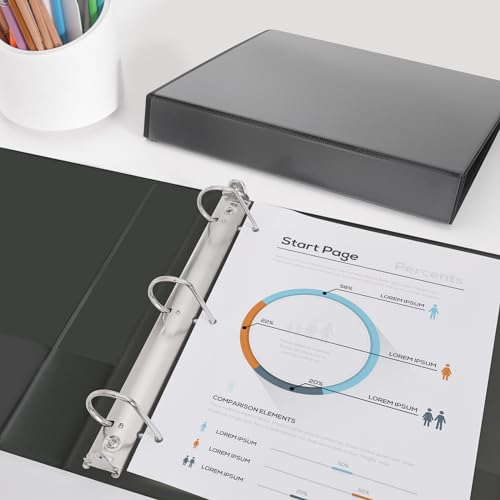 Comix Sturdy 3-Ring-Binder 1-inch D Ring Binders, 2.4mm-Thick, Hold 225 Sheets of 8.5" x 11" Paper, 8 Pack (Black) by Comix - Image 7
